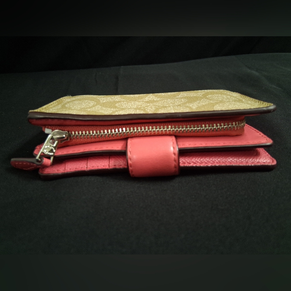 Coach Signature PVC Small Coin Zip Wallet  W/ Pink Interior - Picture 7 of 10